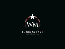 minimalista carta wm luxo logotipo estrela, real círculo wm logotipo ícone Projeto vetor