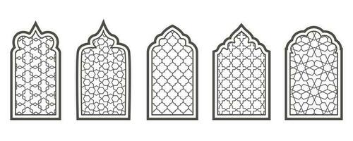 Ramadã janela com padronizar. árabe quadro, Armação do mesquita porta. islâmico Projeto modelo. vetor oriental decoração com ornamento.