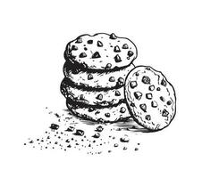 biscoitos vetor esboço linha desenhando Preto em branco