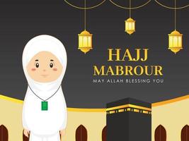 hajj mabrour cartão com personagem vetor