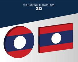 a bandeira nacional 3d do desenho vetorial de laos vetor