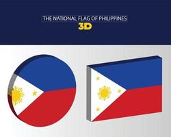 a bandeira nacional 3d do desenho vetorial das Filipinas vetor