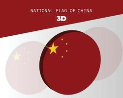 a bandeira nacional 3d do desenho vetorial da china vetor