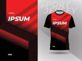 vermelho Preto camisa esporte jérsei brincar modelo Projeto para futebol, futebol, corrida, jogos, motocross, ciclismo, e corrida vetor