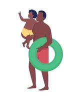 pai com filho em maiôs personagem de vetor de cor semi plana