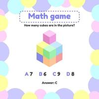 ilustração vetorial. Jogo de lógica matemática para crianças em idade pré-escolar e escolar. quantos cubos na imagem vetor