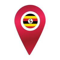 destino PIN ícone com Uganda flag.location vermelho mapa marcador vetor