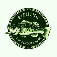 Largemouth graves pescaria logotipo crachá Projeto vetor