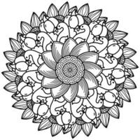 Ação de graças mandala com Peru e flor, meditativo coloração página vetor