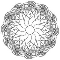mandala flor com listrado padrões, meditativo coloração página em uma natural tema vetor