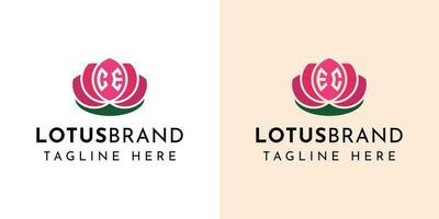carta ce e ec lótus logotipo definir, adequado para qualquer o negócio relacionado para lótus flores com ce ou ec iniciais. vetor
