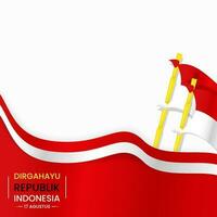 indonésio independência dia Projeto modelo. bandeira. texto dirgahayu republik Indonésia 17 augusto. vermelho, branco. usava para poster, social meios de comunicação, bandeira vetor