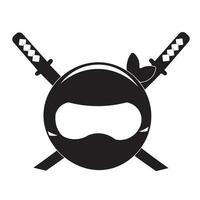 vetor ilustração Projeto do uma ninja com dois espadas atrás dentro silhueta estilo. adequado para logotipos, ícones, camiseta desenhos, sites, cartazes, conceitos, empresas, anúncios.