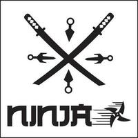 ninja ilustração vetor Projeto com ninja armas, katana e Shuriken dentro Preto cor. adequado para logotipos, ícones, cartazes, parede decorações, promoções, sites, conceitos, camiseta desenhos, adesivos.