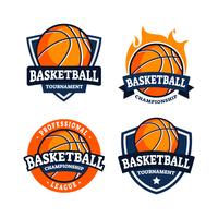 Conjunto de logotipo de distintivo de basquete vetor