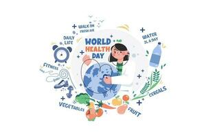 mundo saúde dia ilustração conceito em branco fundo vetor
