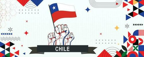 Chile bandeira independência dia geométrico país rede bandeira. corporativo abstrato fundo Projeto com bandeira tema. país vetor ilustração