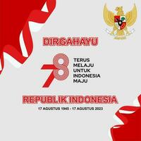 feliz 78º independência dia Indonésia, social meios de comunicação postar modelo branco vermelho fundo vetor