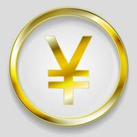 conceito dourado yuan símbolo logotipo botão vetor