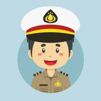 avatar do indonésio polícia personagem vetor