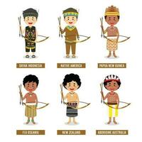 desenhos animados do vários tribos dentro a mundo vetor