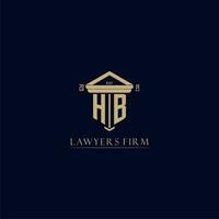 hb inicial monograma escritório de advocacia logotipo com pilar Projeto vetor