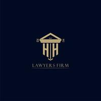 hh inicial monograma escritório de advocacia logotipo com pilar Projeto vetor