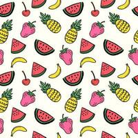 colori verão tropical frutas padronizar com mão desenhado frutas vetor ilustração