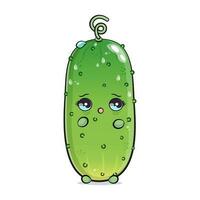 assustado pepino personagem. vetor mão desenhado tradicional desenho animado vintage, retrô, kawaii personagem ilustração ícone. isolado branco fundo. chore pepino personagem conceito