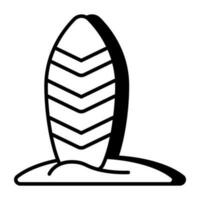 ícone de prancha de aventura, design moderno de prancha de surf vetor
