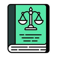 ícone de design plano conceitual do livro de direito vetor