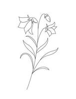floral ramo e minimalista flor para logotipo ou tatuagem. mão desenhado selvagem campo flora, linha Casamento erva, elegante folhas para convite, Salve  a encontro cartão. vetor