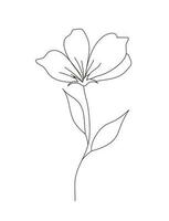 floral ramo e minimalista flor para logotipo ou tatuagem. mão desenhado selvagem campo flora, linha Casamento erva, elegante folhas para convite, Salve  a encontro cartão. vetor