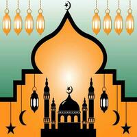 Ramadã fundo, Ramadã cumprimento cartão, Ramadã bandeira modelo, Ramadã fundo do mesquita e noite céu. islâmico fundo vetor