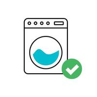 lavando máquina e Verifica marca ícone. vetor. vetor