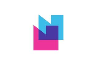 cruzou o ícone do logotipo da letra n para a empresa. desenho de alfabeto azul e rosa para empresas e negócios vetor