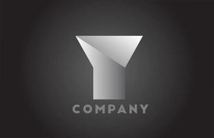 logotipo de letra do alfabeto geométrico y branco e preto para negócios. brading e letras corporativas com design futurista e gradiente para a empresa vetor