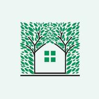 vetor verde eco árvore casa logotipo conceito