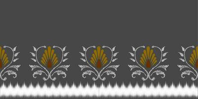 ikat floral bordado padronizar em Preto fundo. tradicional ikat, asteca abstrato vetor padrão, desatado padronizar dentro tribal, folk bordado e mexicano estilo.