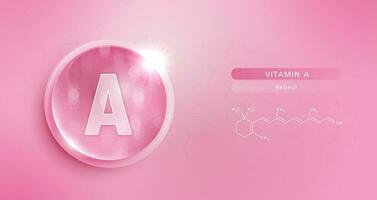 solta água Vitamina uma Rosa e estrutura. Vitamina solução complexo com químico Fórmula a partir de natureza. beleza tratamento nutrição pele Cuidado Projeto. médico e científico conceitos para Cosmético. vetor. vetor