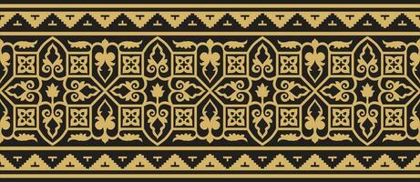 vetor dourado desatado bizantino fronteira, quadro. sem fim grego padrão, desenhando do a Oriental romano Império. decoração do a russo ortodoxo Igreja