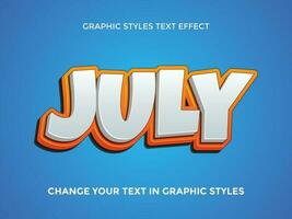 Julho branco e laranja gradiente editável texto efeito vetor