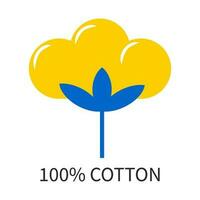 algodão. algodão flor ícone azul e amarelo. plantar broto isolado em branco fundo. vetor. vetor