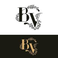 desenhado à mão Casamento monograma bv logotipo vetor
