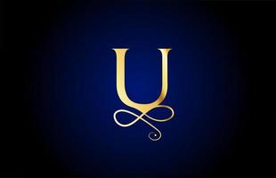 dourado u design de logotipo do ícone de letra do alfabeto de monograma elegante. vintage corporativo brading para produtos de luxo e empresa vetor