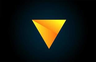 alfabeto geométrico v letra logotipo para negócios e empresa com a cor amarela. brading e letras corporativas com design futurista e gradiente vetor