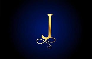 ouro j elegante monograma alfabeto letra ícone logo design. vintage corporativo brading para produtos de luxo e empresa vetor