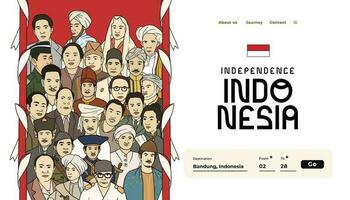 Selamat hari kemerdekaan Indonésia. tradução feliz indonésio independência dia ilustração aterrissagem página vetor