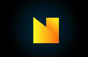 alfabeto geométrico n letra logotipo para negócios e empresa com a cor amarela. brading e letras corporativas com design futurista e gradiente vetor