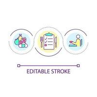 equilibrado nutrição ciclo conceito ícone. saudável dieta. apropriado Comida hábitos. Vitamina saudável produtos abstrato idéia fino linha ilustração. isolado esboço desenho. editável acidente vascular encefálico vetor